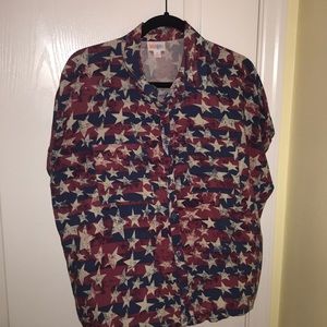 LuLaRoe Amy Stars and Stripes button down top